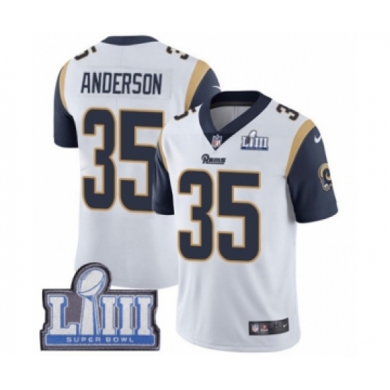 Men's Nike Los Angeles Rams 35 C.J. Anderson White Vapor Untouchable Limited Player Super Bowl LIII Bound NFL Jersey