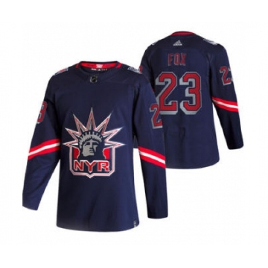 Men's New York Rangers 23 Adam Fox Navy 2020-21 Reverse Retro Alternate Hockey Jersey