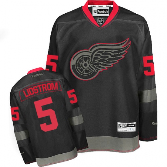 Men's Reebok Detroit Red Wings 5 Nicklas Lidstrom Premier Black Ice NHL Jersey