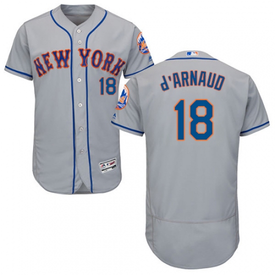 Men's Majestic New York Mets 18 Travis d'Arnaud Grey Flexbase Authentic Collection MLB Jersey