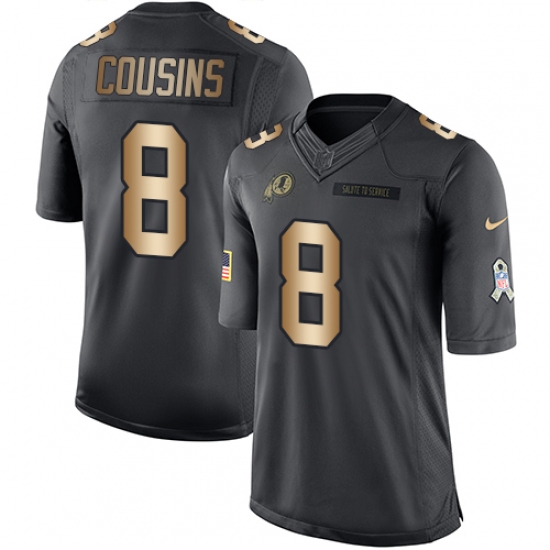 Youth Nike Washington Redskins 8 Kirk Cousins Limited Black/Gold Salute to Service NFL Jersey