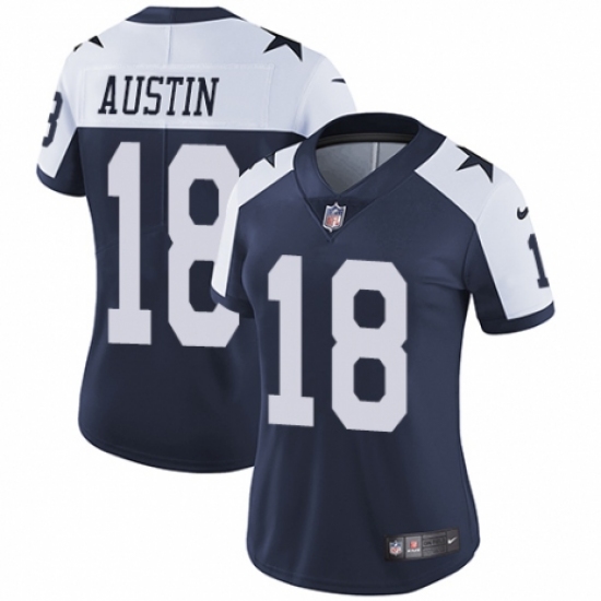 Women's Nike Dallas Cowboys 18 Tavon Austin Navy Blue Throwback Alternate Vapor Untouchable Elite Player NFL Jersey