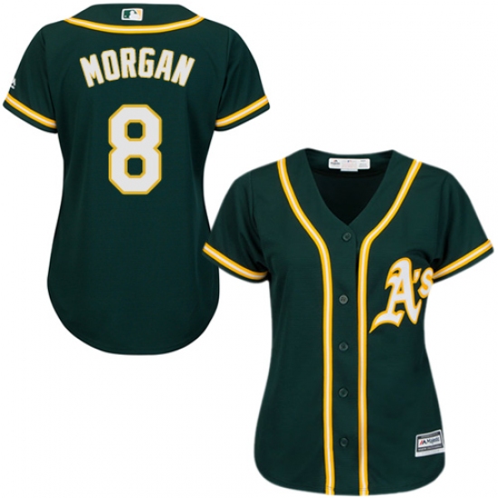 Women's Majestic Oakland Athletics 8 Joe Morgan Authentic Green Alternate 1 Cool Base MLB Jersey