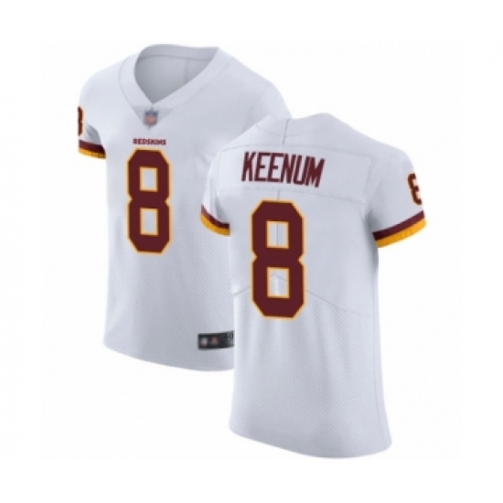 Men's Washington Redskins 8 Case Keenum White Vapor Untouchable Elite Player Football Jersey