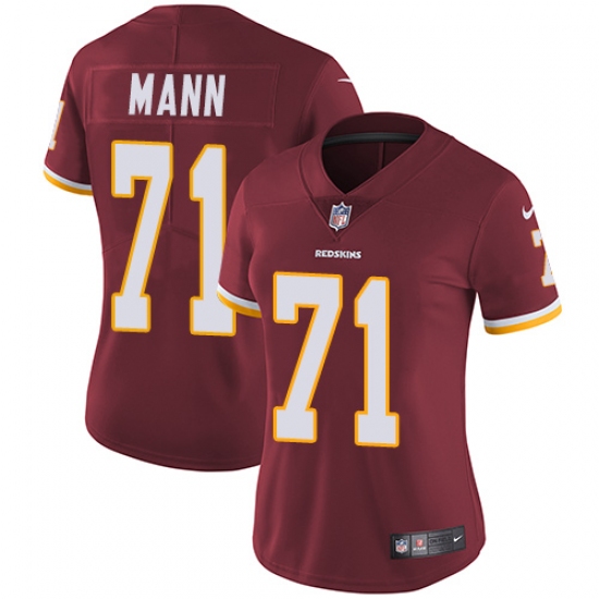 Women's Nike Washington Redskins 71 Charles Mann Elite Burgundy Red Team Color NFL Jersey