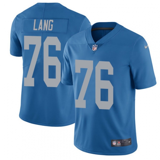 Youth Nike Detroit Lions 76 T.J. Lang Limited Blue Alternate Vapor Untouchable NFL Jersey