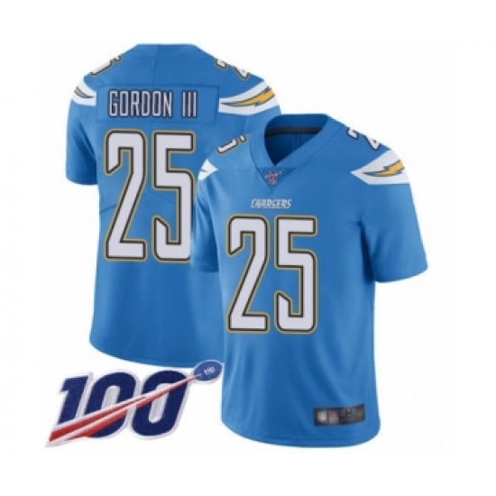 Men's Los Angeles Chargers 25 Melvin Gordon Electric Blue Alternate Vapor Untouchable Limited Player 100th Season Football Jersey