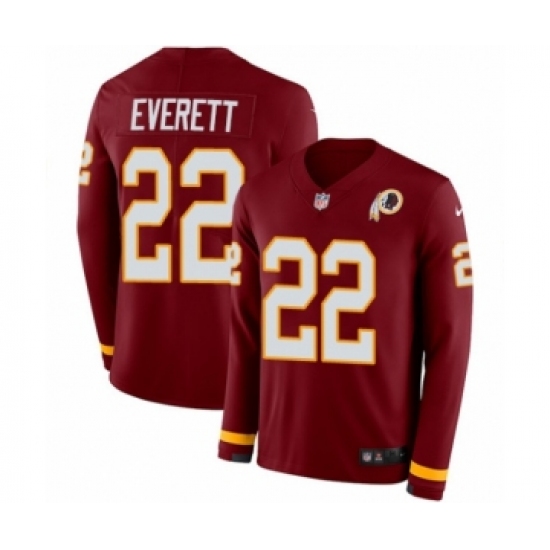 Men's Nike Washington Redskins 22 Deshazor Everett Limited Burgundy Therma Long Sleeve NFL Jersey