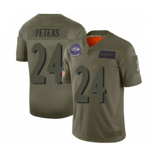 Men's Baltimore Ravens 24 Marcus Peters Limited Camo 2019 Salute to Service Football Jersey