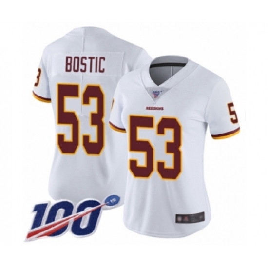 Women's Washington Redskins 53 Jon Bostic White Vapor Untouchable Limited Player 100th Season Football Jersey