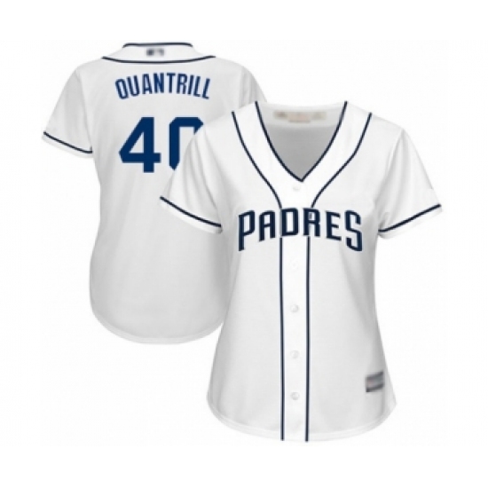 Women's San Diego Padres 40 Cal Quantrill Authentic White Home Cool Base Baseball Player Jersey