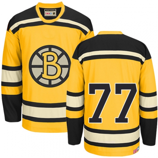 Men's CCM Boston Bruins 77 Ray Bourque Premier Gold Throwback NHL Jersey