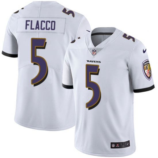 Men's Nike Baltimore Ravens 5 Joe Flacco White Vapor Untouchable Limited Player NFL Jersey