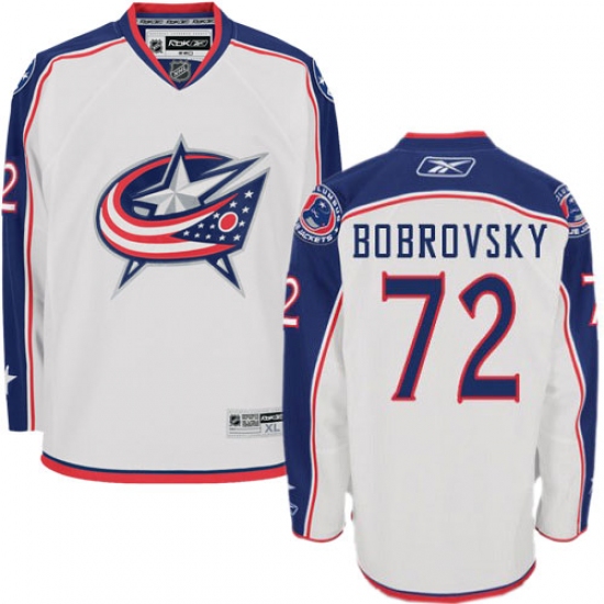 Women's Reebok Columbus Blue Jackets 72 Sergei Bobrovsky Authentic White Away NHL Jersey