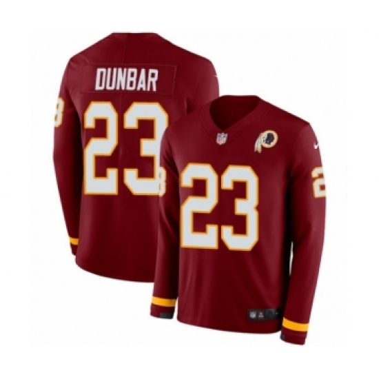 Youth Nike Washington Redskins 23 Quinton Dunbar Limited Burgundy Therma Long Sleeve NFL Jersey