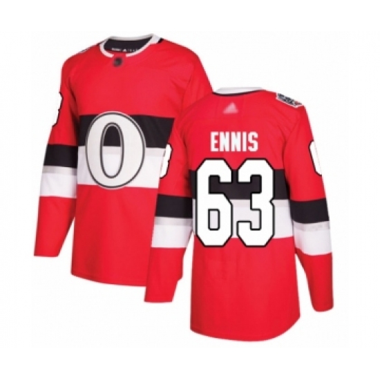 Youth Ottawa Senators 63 Tyler Ennis Authentic Red 2017 100 Classic Hockey Jersey