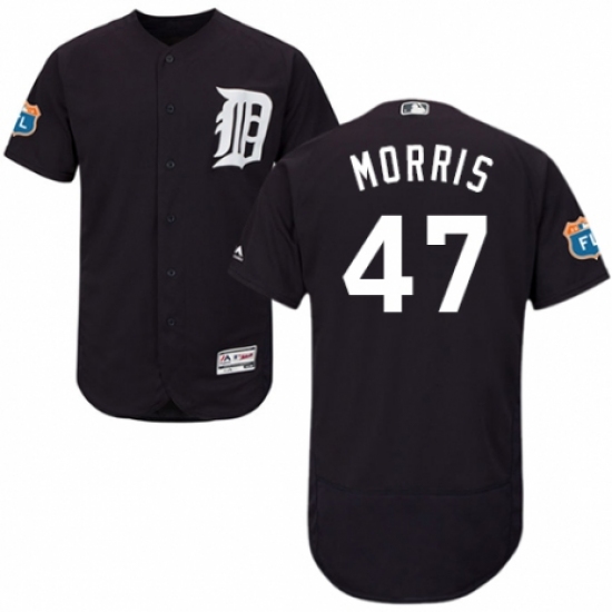 Men's Majestic Detroit Tigers 47 Jack Morris Navy Blue Alternate Flex Base Authentic Collection MLB Jersey