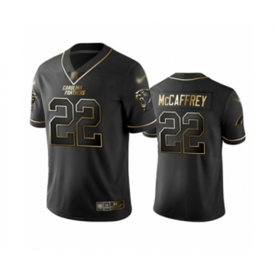 Men's Carolina Panthers 22 Christian McCaffrey Limited Black Golden Edition Football Jersey