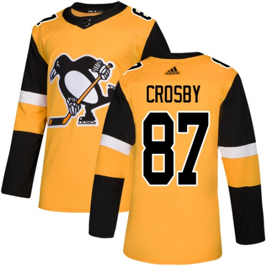 Men's Adidas Pittsburgh Penguins 87 Sidney Crosby Premier Gold Alternate NHL Jersey