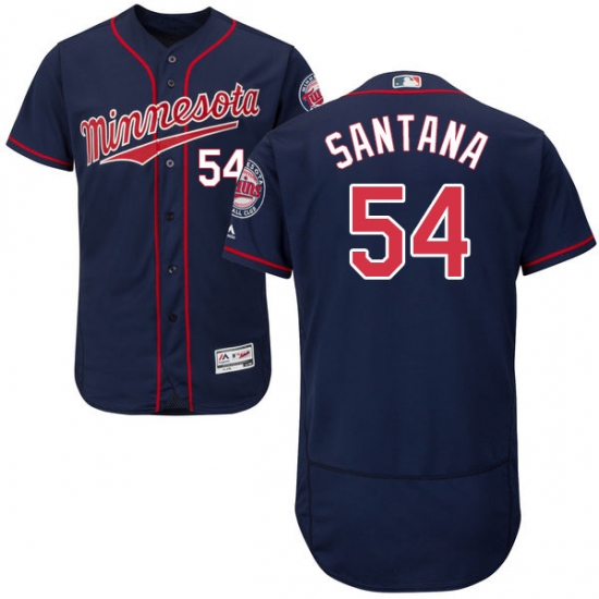 Men's Majestic Minnesota Twins 54 Ervin Santana Authentic Navy Blue Alternate Flex Base Authentic Collection MLB Jersey