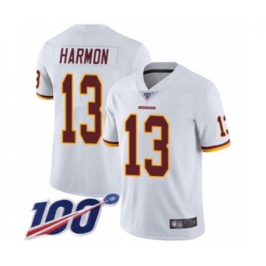 Men's Washington Redskins 13 Kelvin Harmon White Vapor Untouchable Limited Player 100th Season Football Jersey