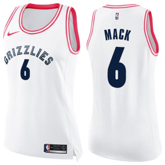 Women's Nike Memphis Grizzlies 6 Shelvin Mack Swingman White Pink Fashion NBA Jersey