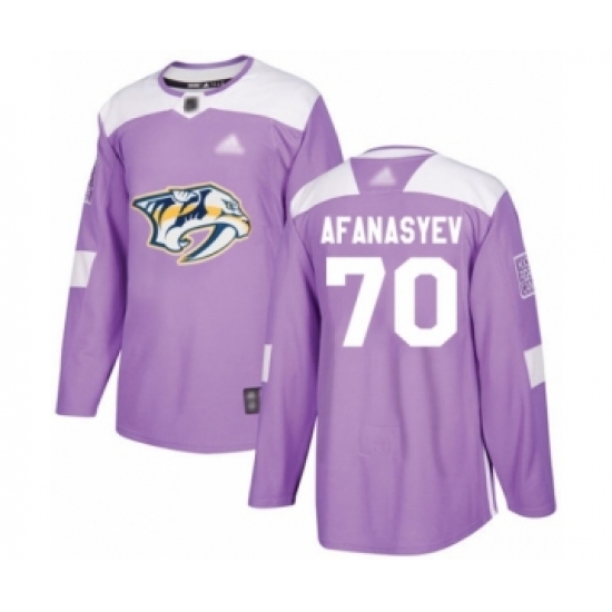 Men's Nashville Predators 70 Egor Afanasyev Authentic Purple Fights Cancer Practice Hockey Jersey