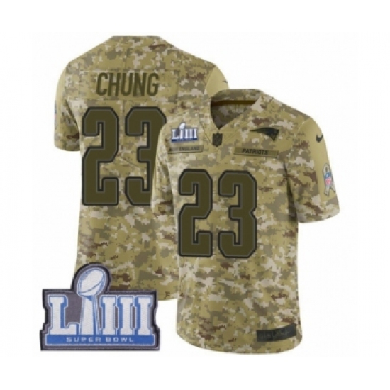 Youth Nike New England Patriots 23 Patrick Chung Limited Camo 2018 Salute to Service Super Bowl LIII Bound NFL Jersey