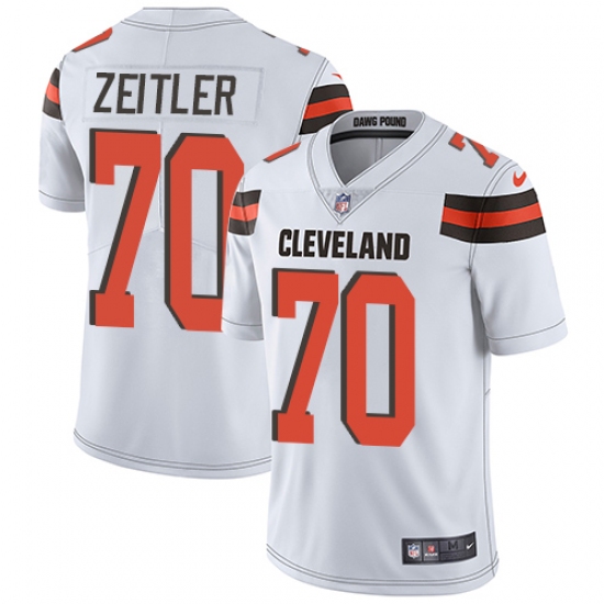 Men's Nike Cleveland Browns 70 Kevin Zeitler White Vapor Untouchable Limited Player NFL Jersey