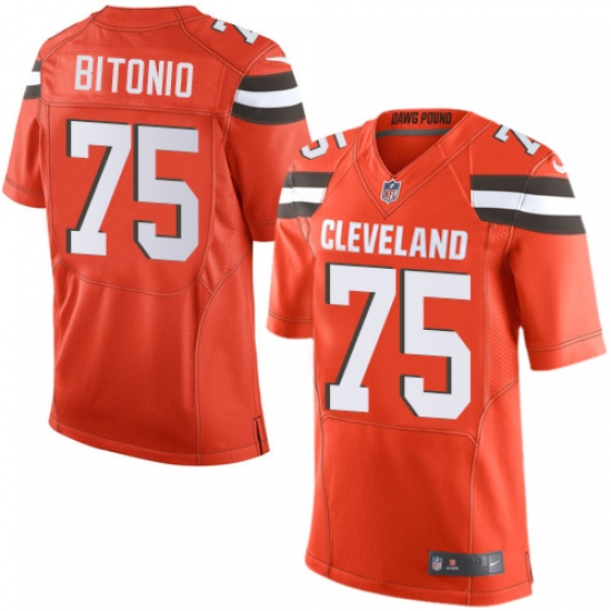 Men's Nike Cleveland Browns 75 Joel Bitonio Elite Orange Alternate NFL Jersey