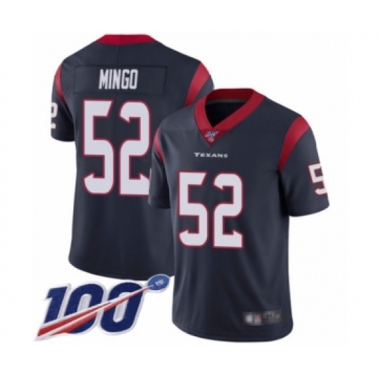 Youth Houston Texans 52 Barkevious Mingo Navy Blue Team Color Vapor Untouchable Limited Player 100th Season Football Jersey