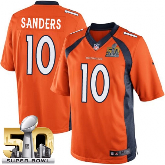 Youth Nike Denver Broncos 10 Emmanuel Sanders Elite Orange Team Color Super Bowl 50 Bound NFL Jersey