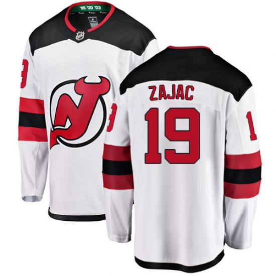 Men's New Jersey Devils 19 Travis Zajac Fanatics Branded White Away Breakaway NHL Jersey