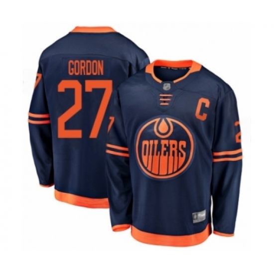 Youth Edmonton Oilers 27 Boyd Gordon Authentic Navy Blue Alternate Fanatics Branded Breakaway Hockey Jersey