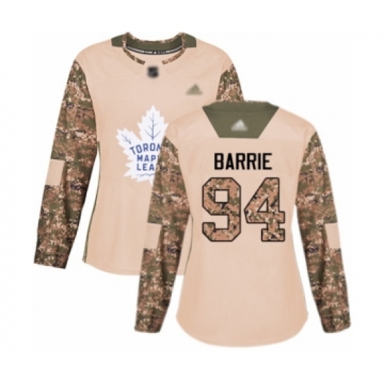 Women's Toronto Maple Leafs 94 Tyson Barrie Authentic Camo Veterans Day Practice Hockey Jersey