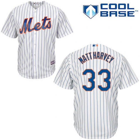 Men's Majestic New York Mets 33 Matt Harvey Replica White Home Cool Base MLB Jersey