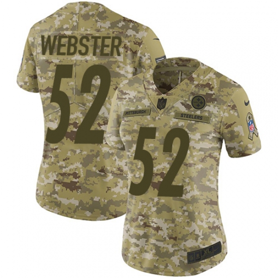 Women's Nike Pittsburgh Steelers 52 Mike Webster Limited Camo 2018 Salute to Service NFL Jersey