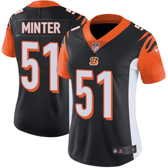 Women's Nike Cincinnati Bengals 51 Kevin Minter Vapor Untouchable Limited Black Team Color NFL Jersey