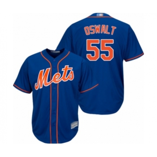 Youth New York Mets 55 Corey Oswalt Authentic Royal Blue Alternate Home Cool Base Baseball Player Jersey