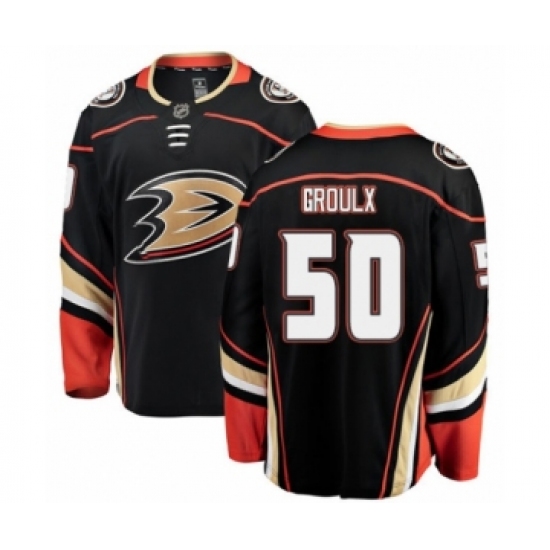 Youth Anaheim Ducks 50 Benoit-Olivier Groulx Authentic Black Home Fanatics Branded Breakaway NHL Jersey