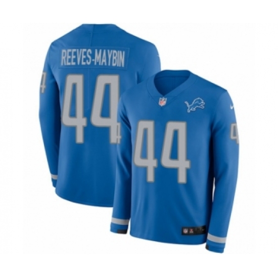 Youth Nike Detroit Lions 44 Jalen Reeves-Maybin Limited Blue Therma Long Sleeve NFL Jersey