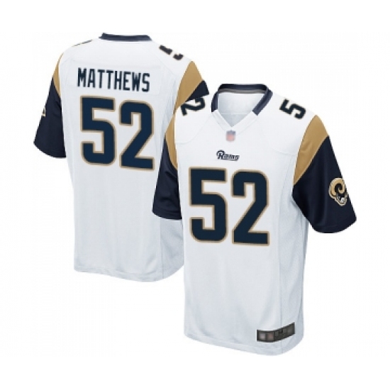 Men's Los Angeles Rams 52 Clay Matthews Game White Football Jersey