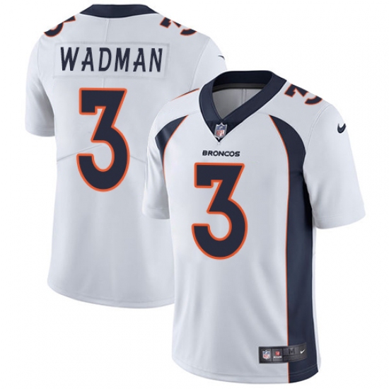 Men's Nike Denver Broncos 3 Colby Wadman White Vapor Untouchable Limited Player NFL Jersey