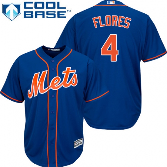 Youth Majestic New York Mets 4 Wilmer Flores Replica Royal Blue Alternate Home Cool Base MLB Jersey