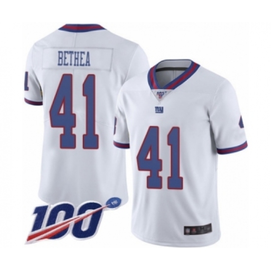 Men's New York Giants 41 Antoine Bethea Limited White Rush Vapor Untouchable 100th Season Football Jersey