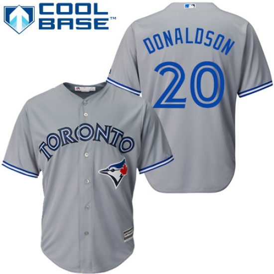 Youth Majestic Toronto Blue Jays 20 Josh Donaldson Authentic Grey Road MLB Jersey