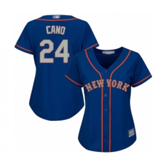 Women's New York Mets 24 Robinson Cano Authentic Royal Blue Alternate Road Cool Base Baseball Jersey