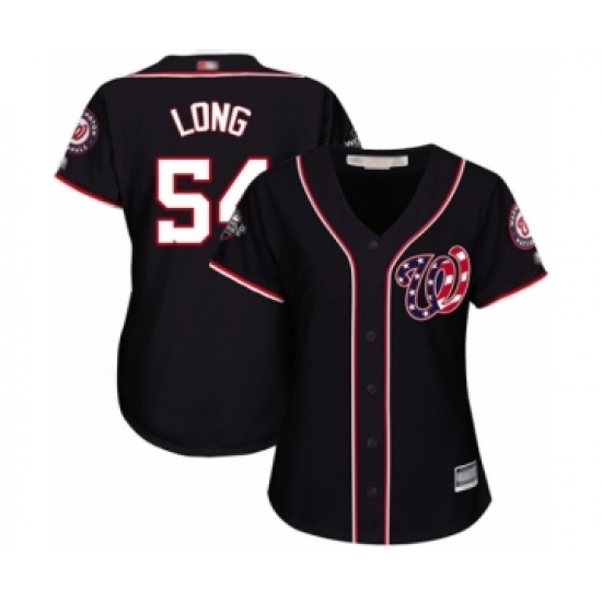 Women's Washington Nationals 54 Kevin Long Authentic Navy Blue Alternate 2 Cool Base 2019 World Series Bound Baseball Jersey