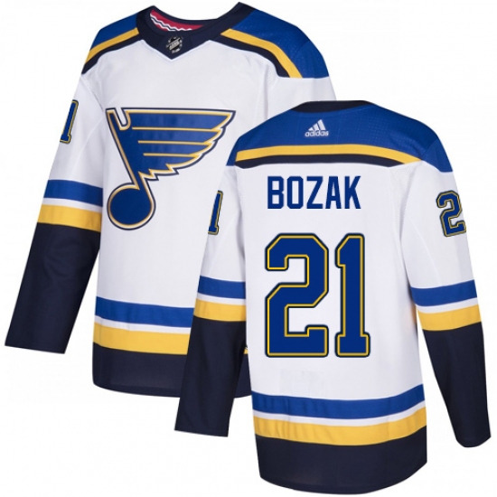 Youth Adidas St. Louis Blues 21 Tyler Bozak Authentic White Away NHL Jersey