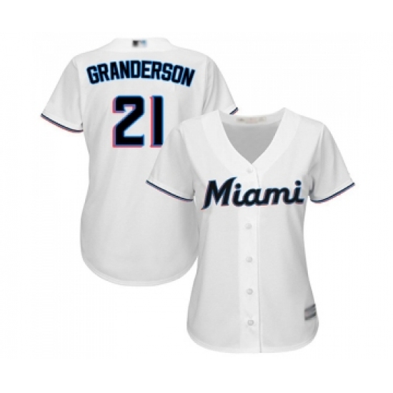 Women's Miami Marlins 21 Curtis Granderson Replica White Home Cool Base Baseball Jersey